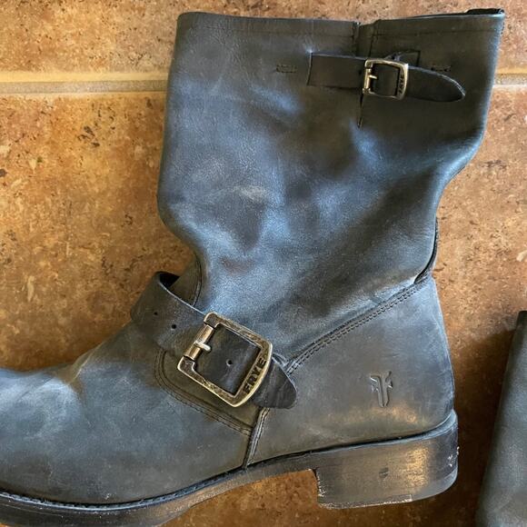 Frye Veronica distressed black Boots Sz 40 - Picture 3 of 10